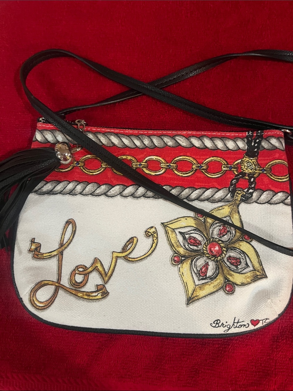 Brighton White, Red & Black 'Love' Crossbody Bag